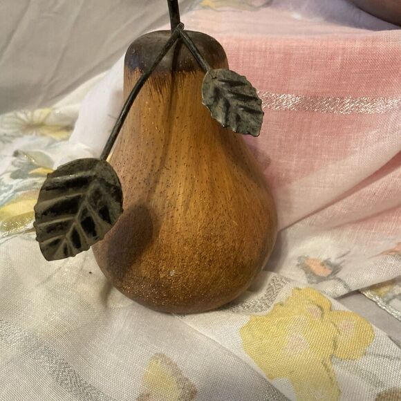 Vintage 5 Piece Wooden/Glass/ceramic Vegetable & Fruit Set With Metal Bowl - Picture 16 of 16